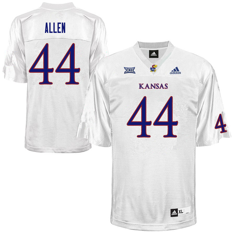 Men #44 Tabor Allen Kansas Jayhawks College Football Jerseys Sale-White - Click Image to Close